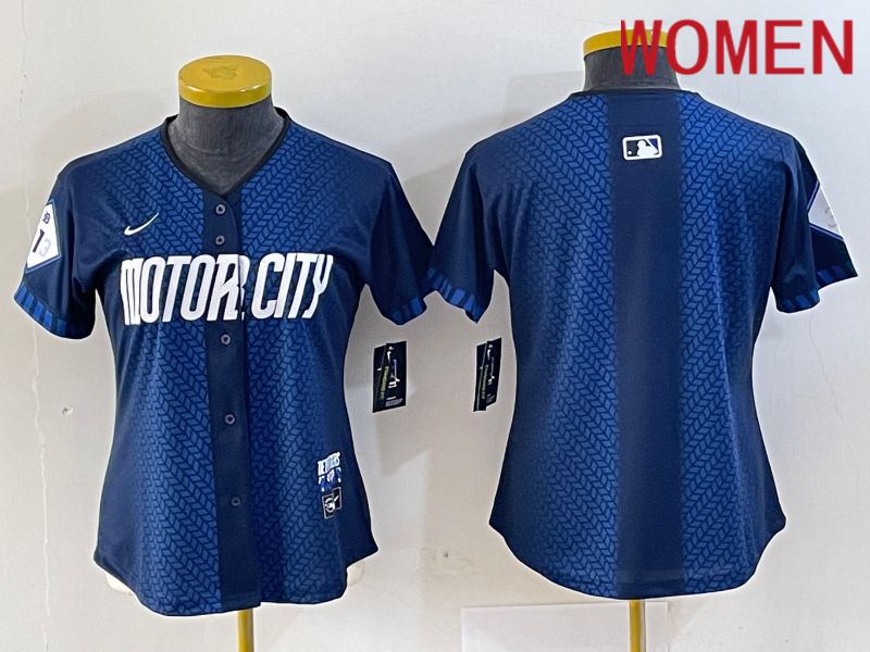 Women Detroit Tigers Blank Blue City Edition Nike 2024 MLB Jersey style 1